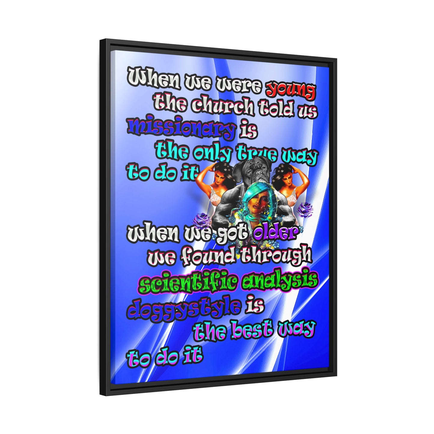 doggystyle - framed canvas art (blue-white wave)