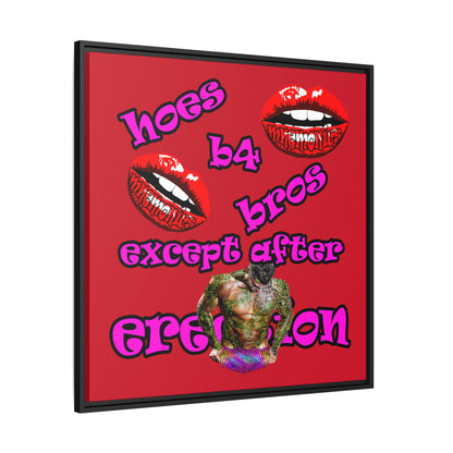 hoes b4 bros - framed canvas art (dark red)