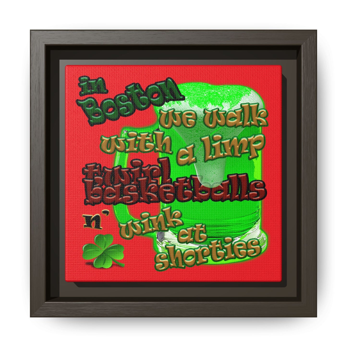 celtics logo - framed canvas art (red)