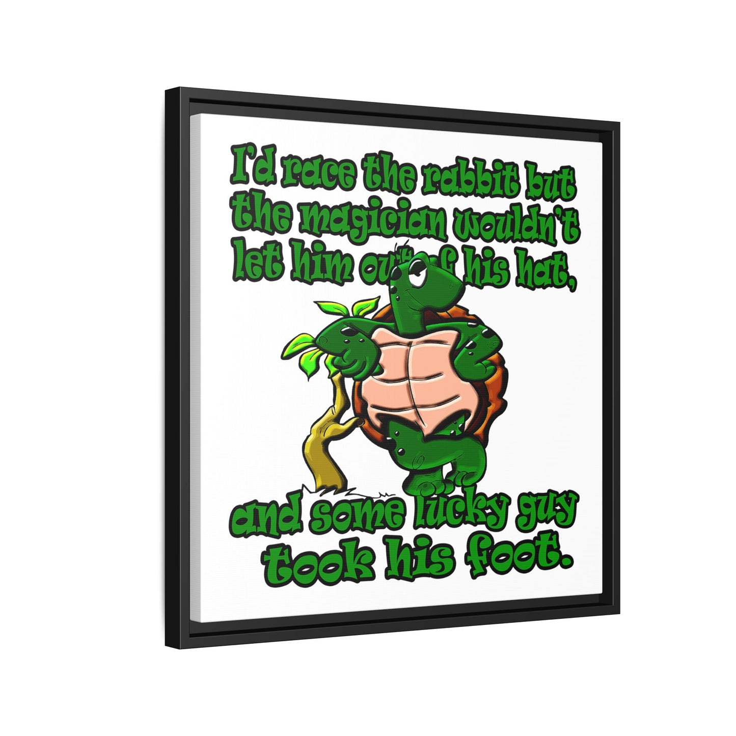 turtle race - framed canvas art (white)