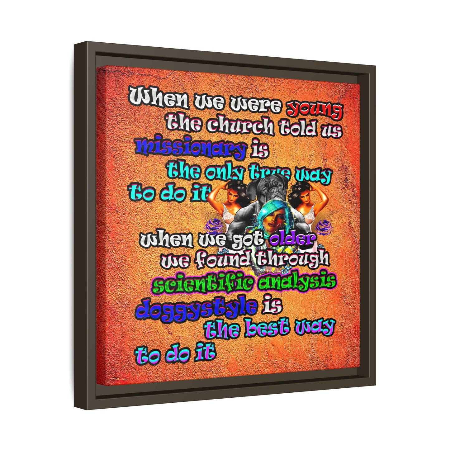 doggystyle - framed canvas art (burnt orange)