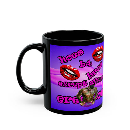 hoes b4 bros - Black Mug (purple-pink wave)