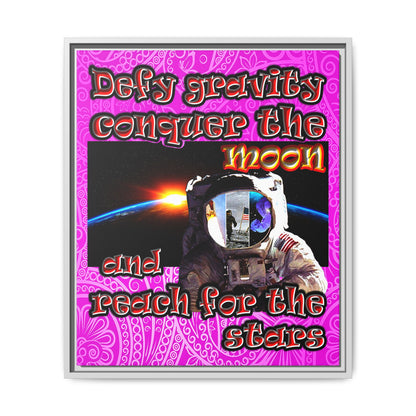defy conquer reach - framed canvas art (pink swirl)