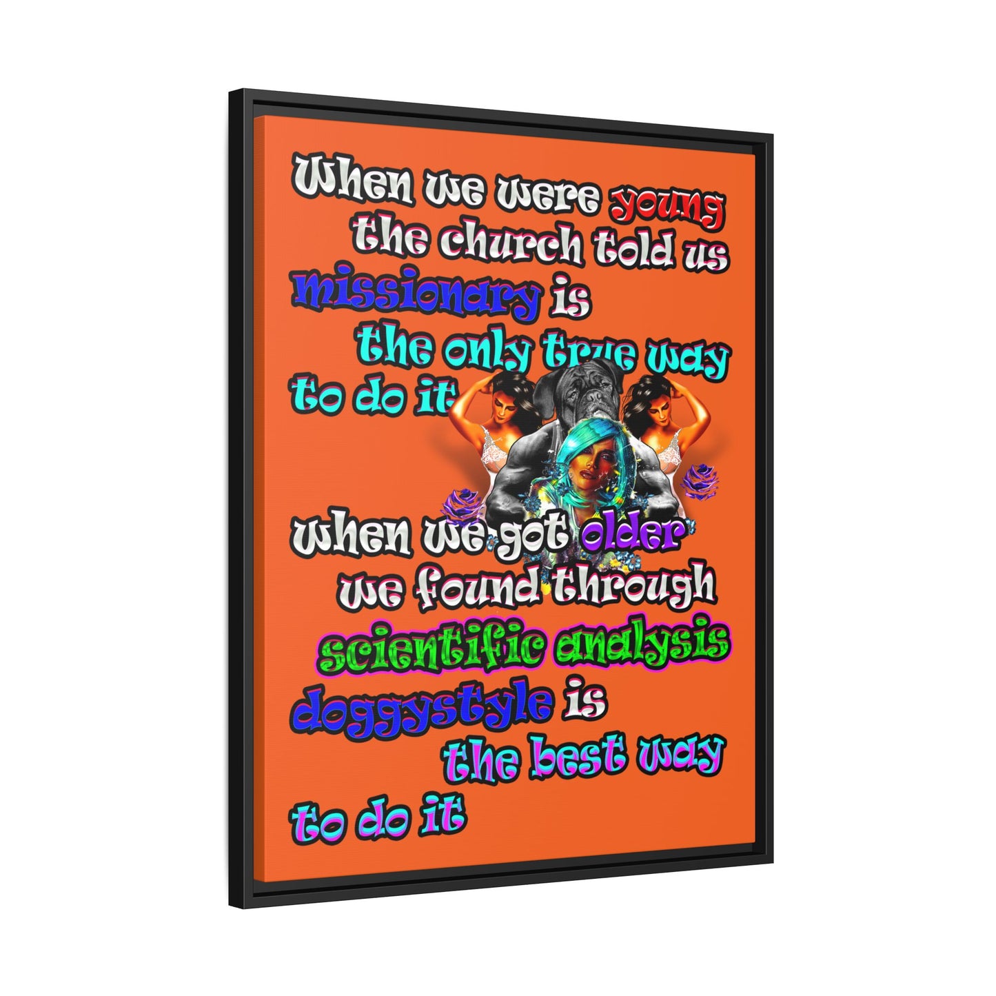 doggystyle - framed canvas art (orange)