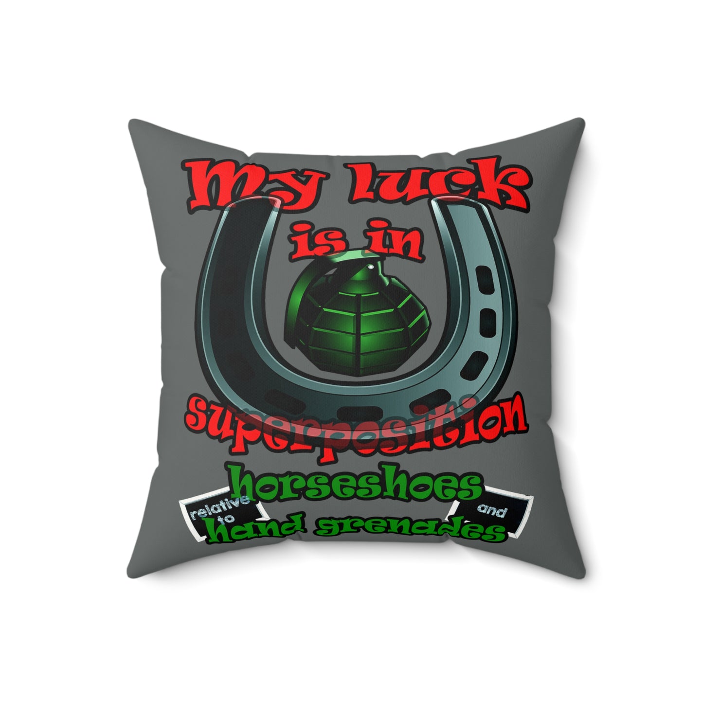 my luck - Faux Suede Square Pillow - (dark grey)