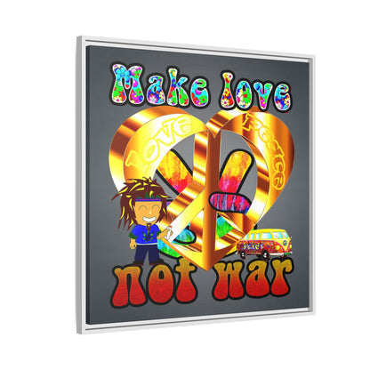 love peace - framed canvas art (grey-light grey)