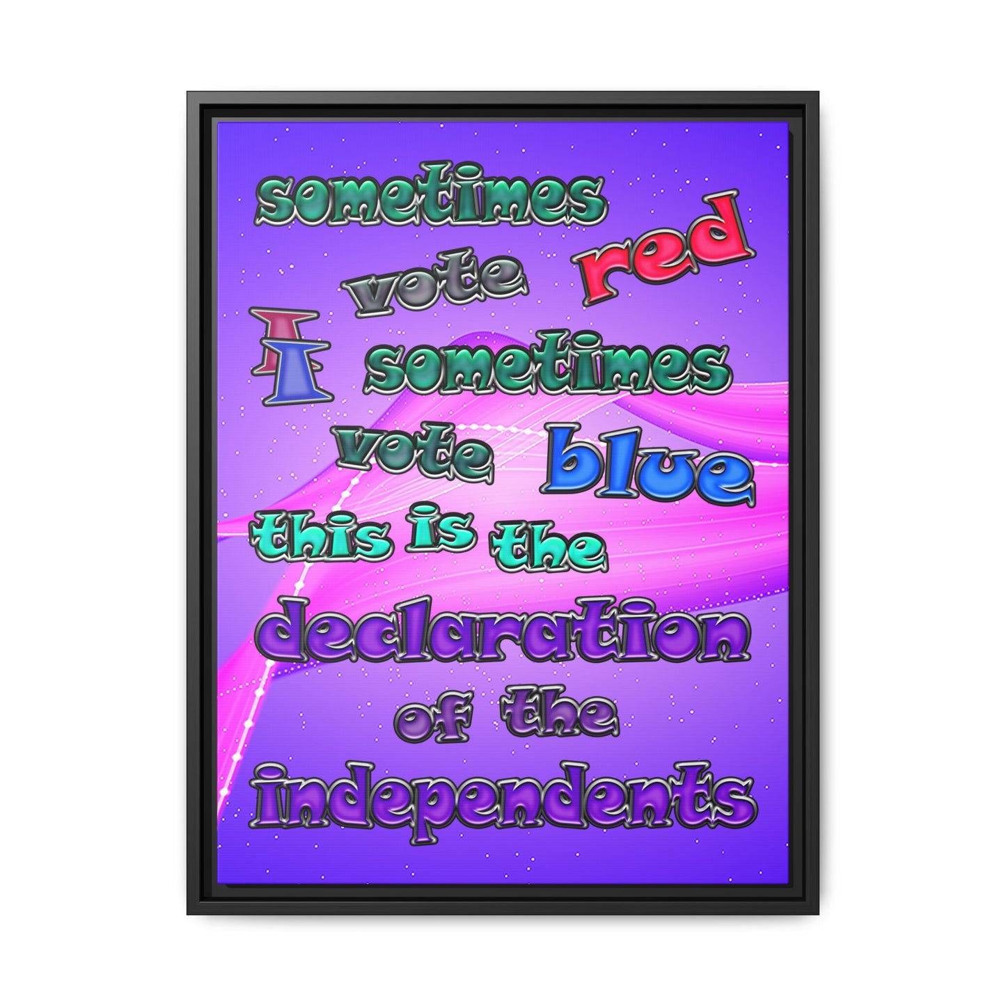 declaration of the independents - framed canvas art (purple-pink wave)