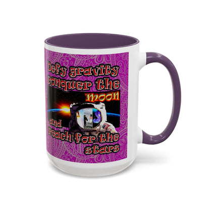 defy conquer reach - Accent Mug (pink swirl)