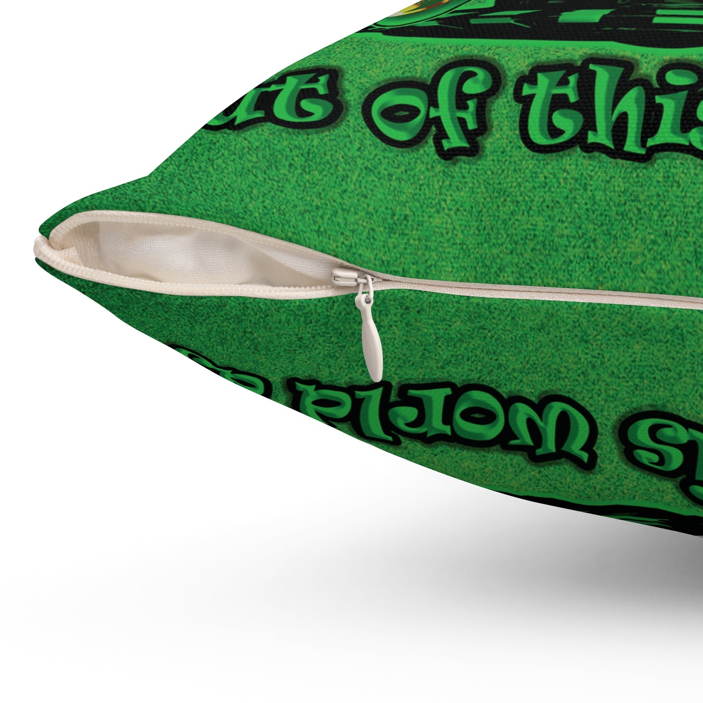 disc jockey - Spun Polyester Square Pillow - (green turf)