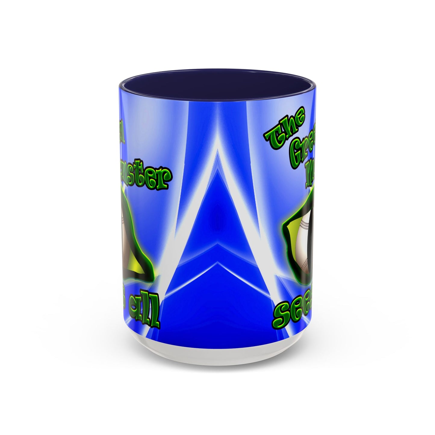 green monster - Accent Mug (blue-white wave)
