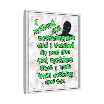 noticed you noticing - framed canvas art (white marble)