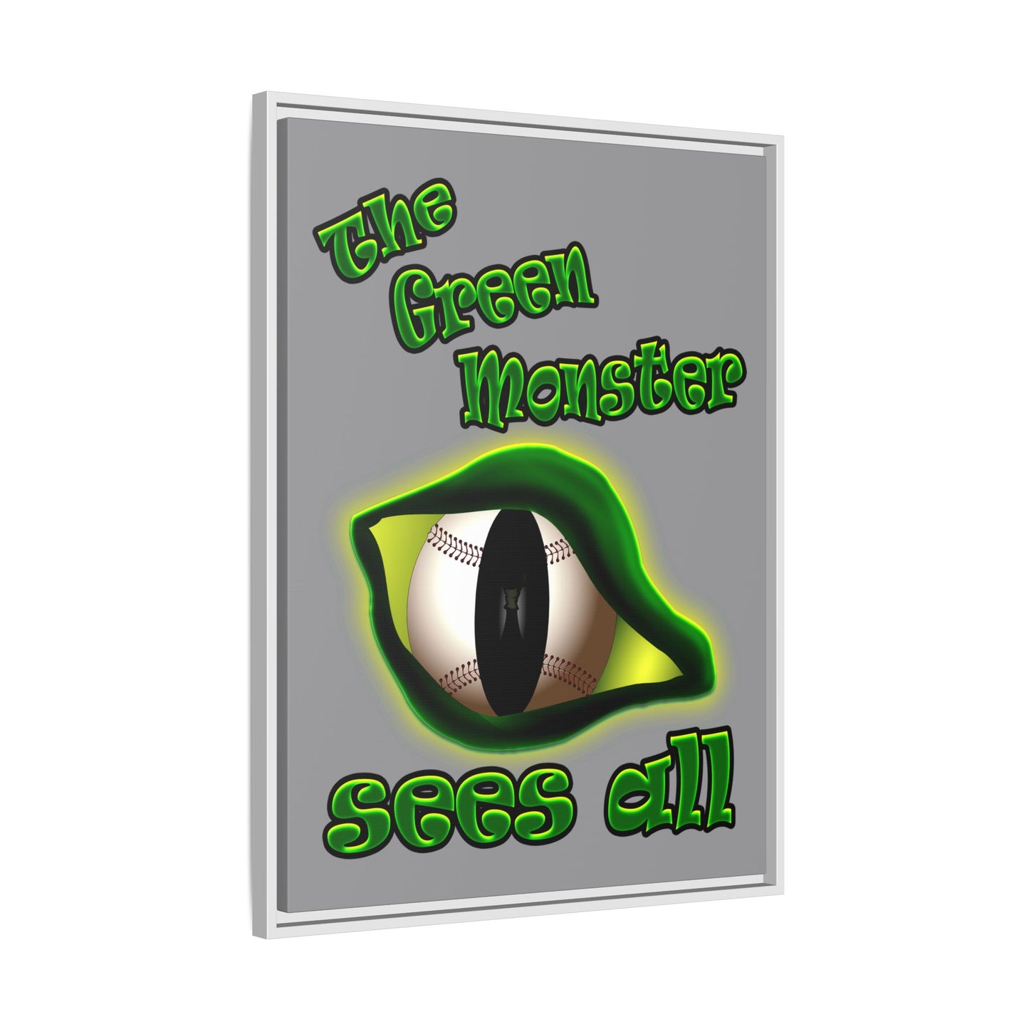 green monster - framed canvas art (grey)