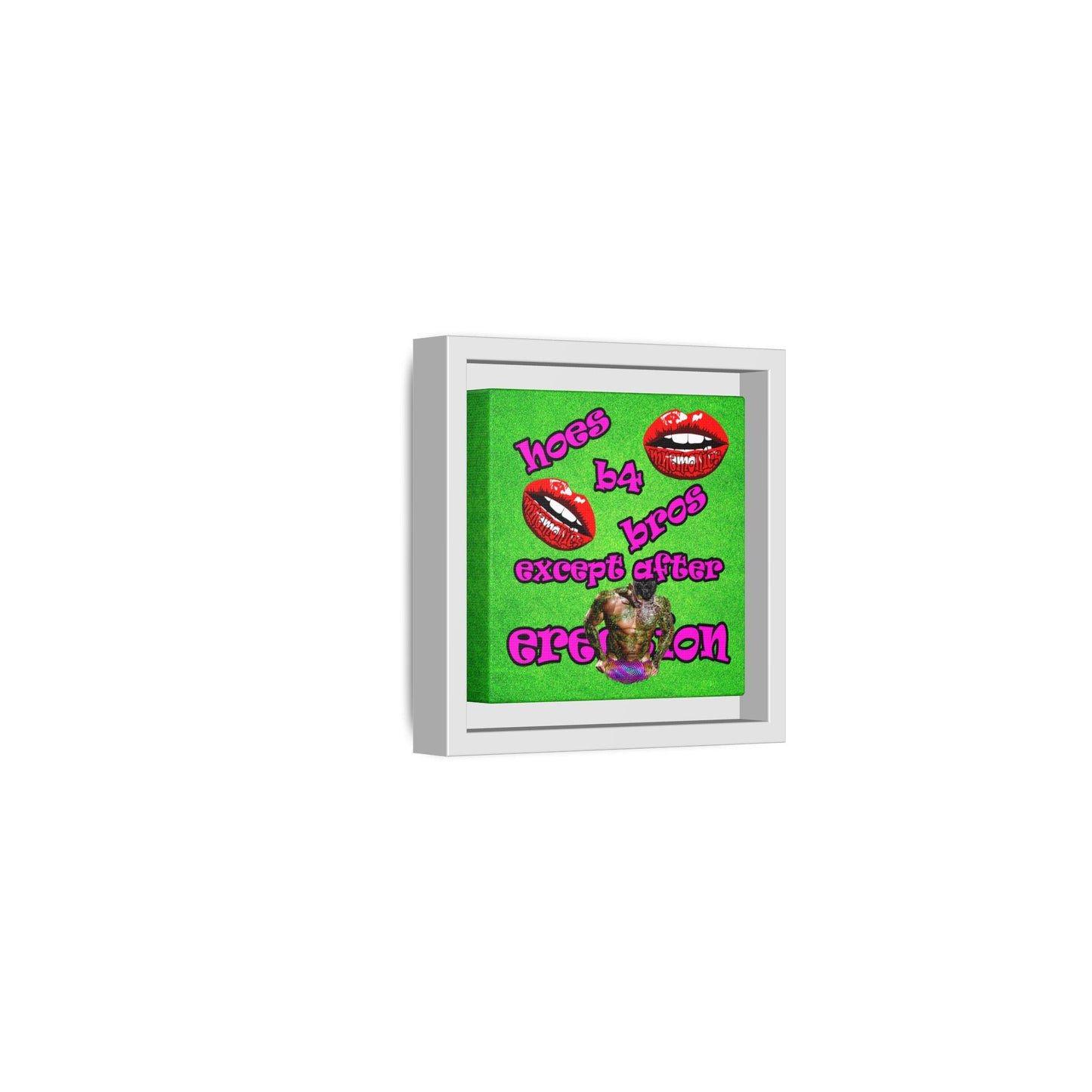 hoes b4 bros - framed canvas art (green turf)
