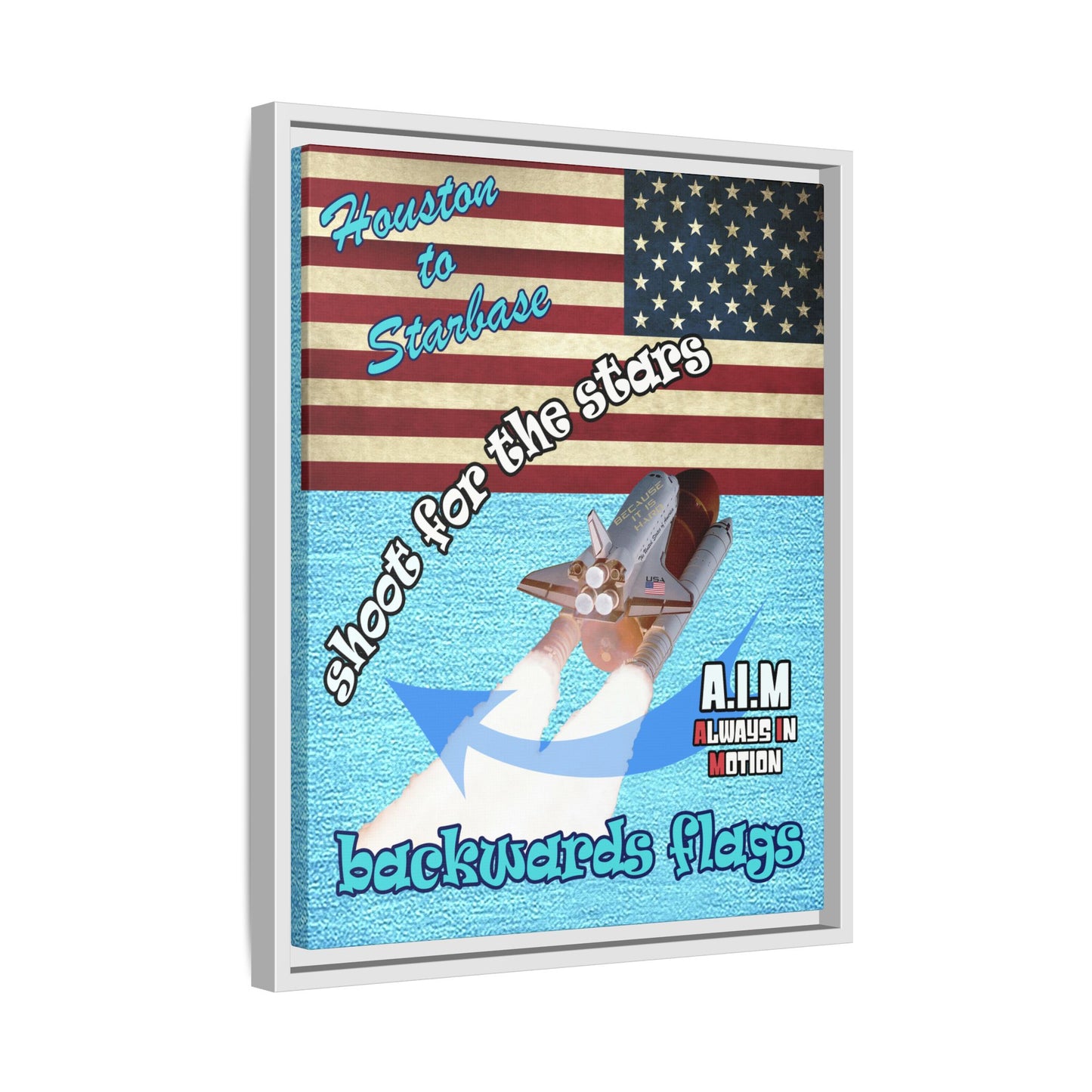 shoot for the stars - framed canvas art (faded blue)