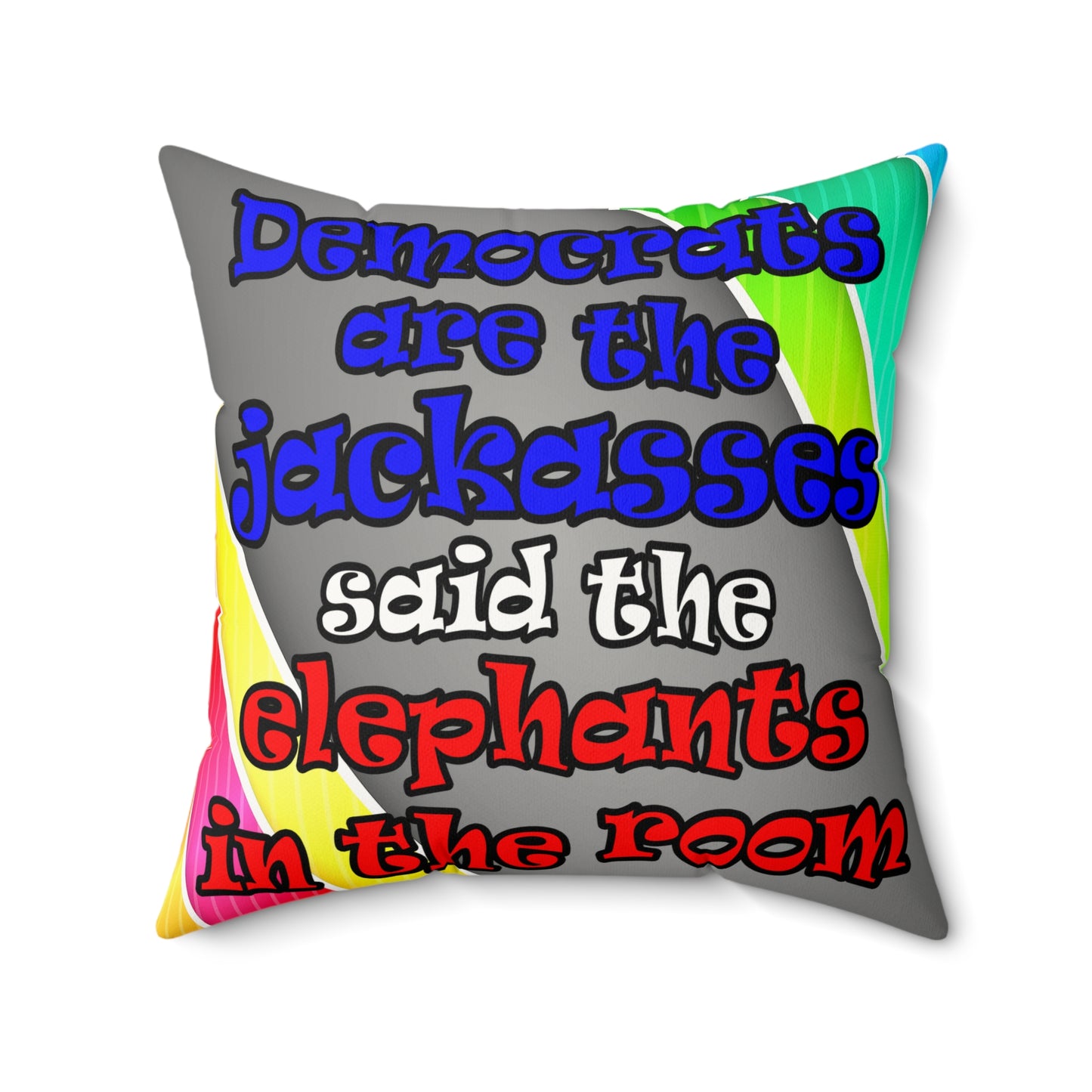 donkeys and elephants - Faux Suede Square Pillow - (rainbow split)