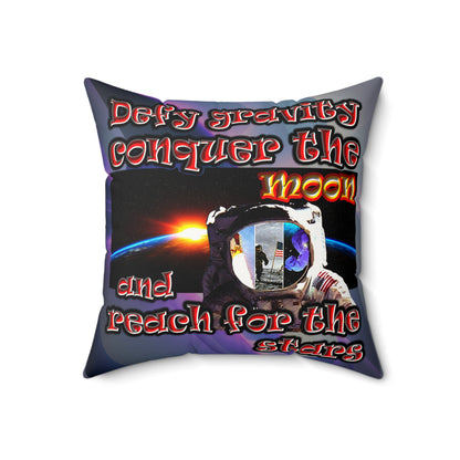 defy conquer reach - Faux Suede Square Pillow - (grey-pink wave)