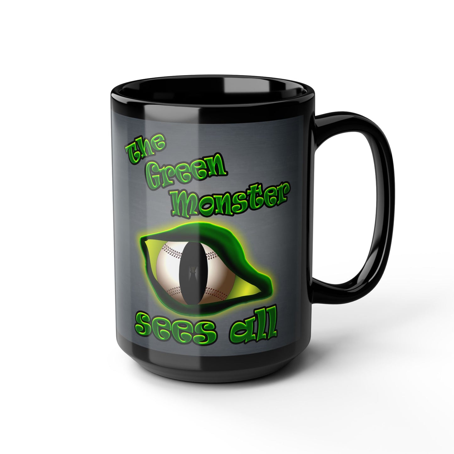 green monster - Black Mug (grey-light grey)