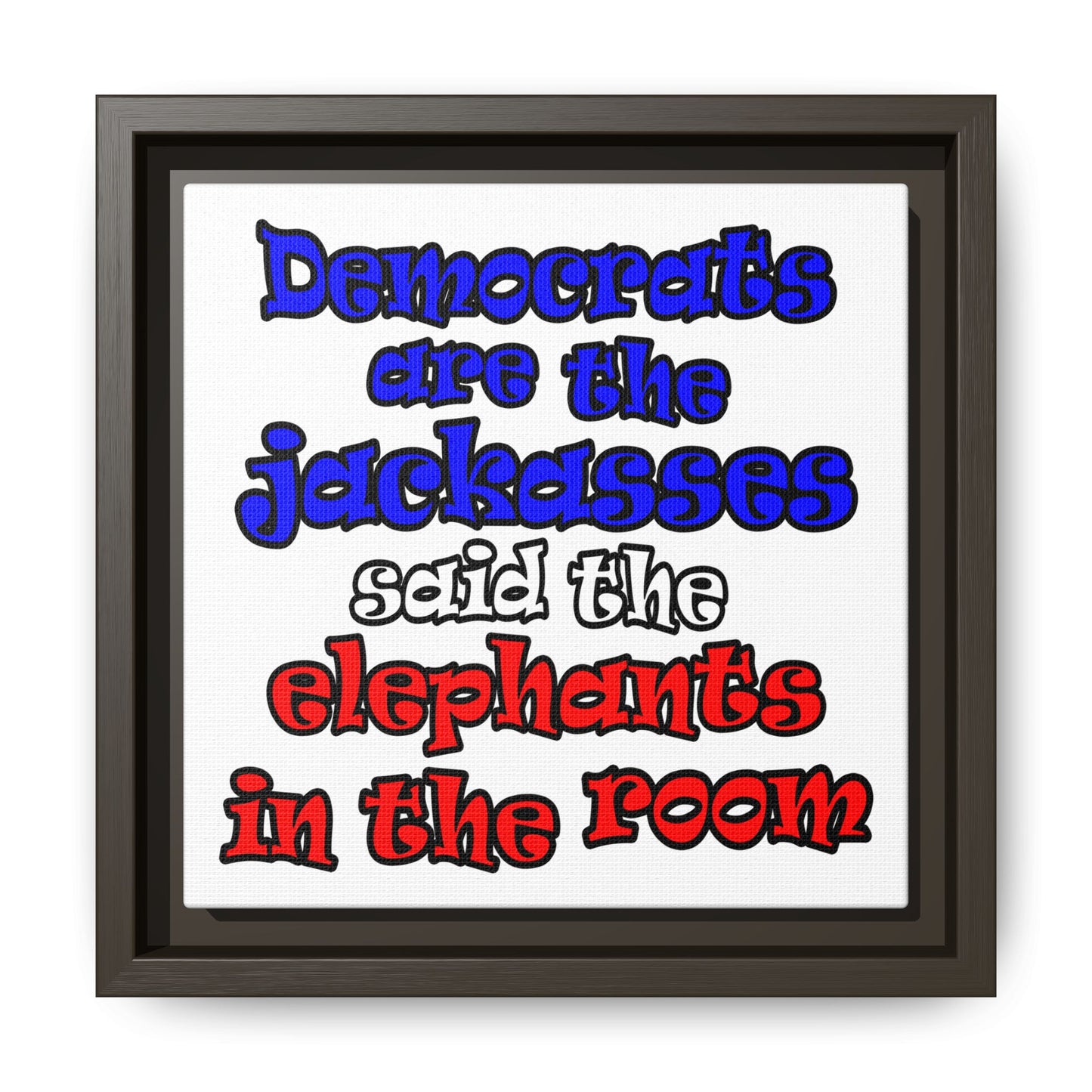 donkeys and elephants - framed canvas art (white)