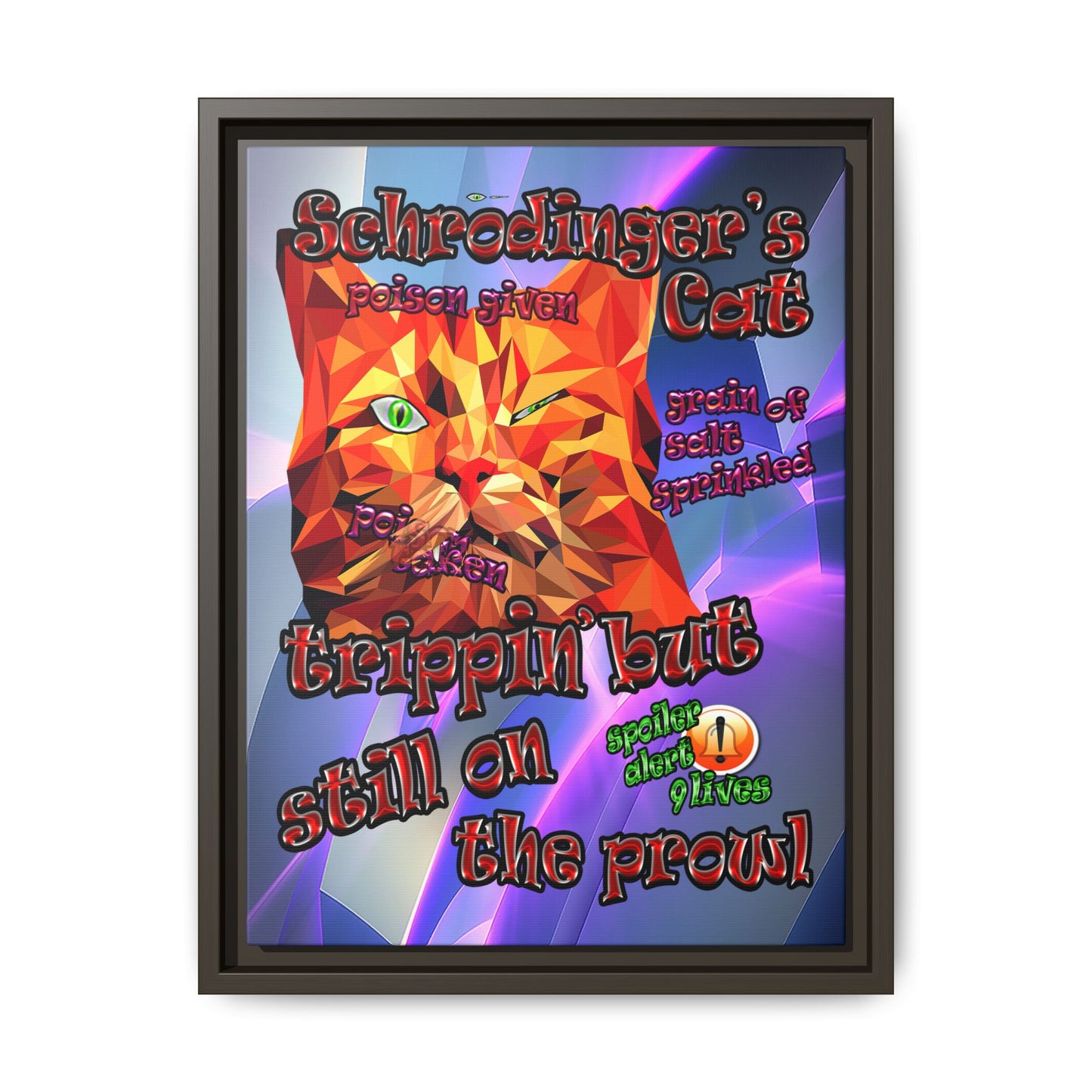 schrodinger's cat - framed canvas art (grey-pink wave)