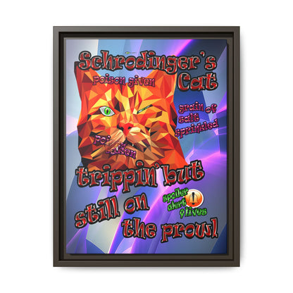 schrodinger's cat - framed canvas art (grey-pink wave)
