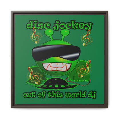 disc jockey - framed canvas art (dark green)
