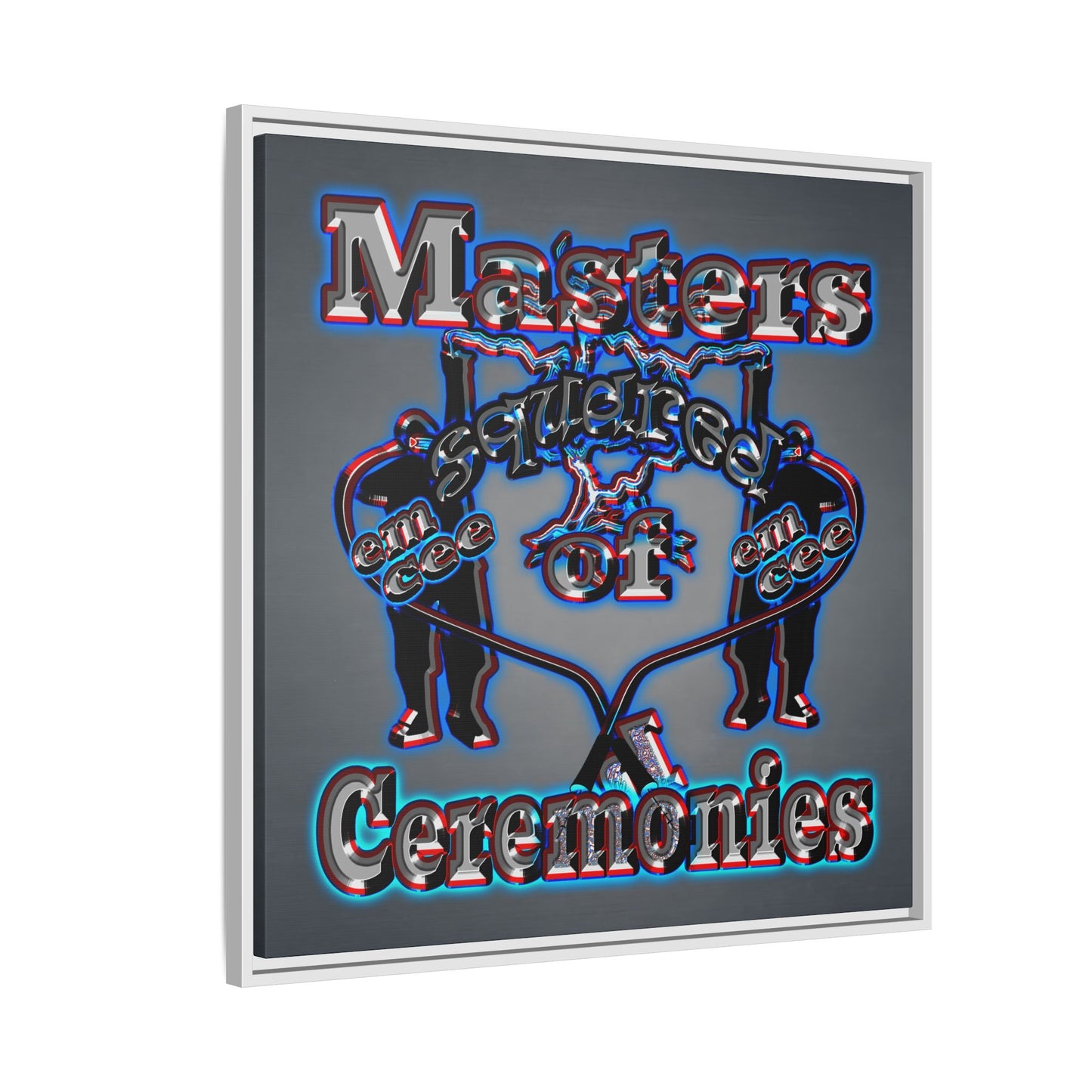 em cee squared - framed canvas art (grey-light grey)