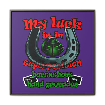 my luck - framed canvas art (purple)