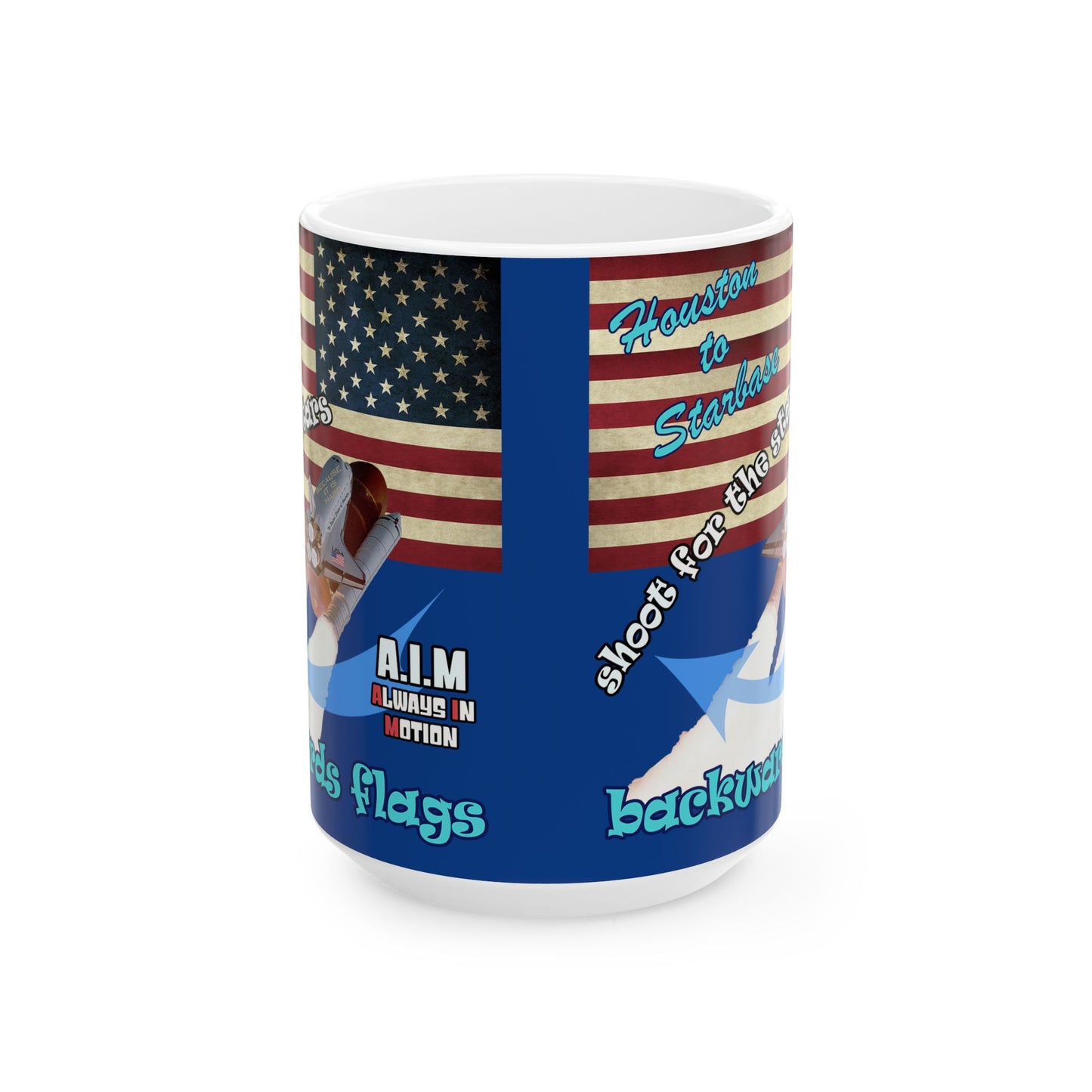 shoot for the stars - White Mug (dark blue)