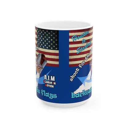 shoot for the stars - White Mug (dark blue)
