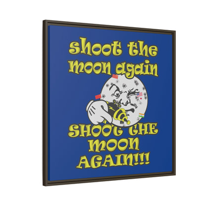shoot the moon again - framed canvas art (dark blue)