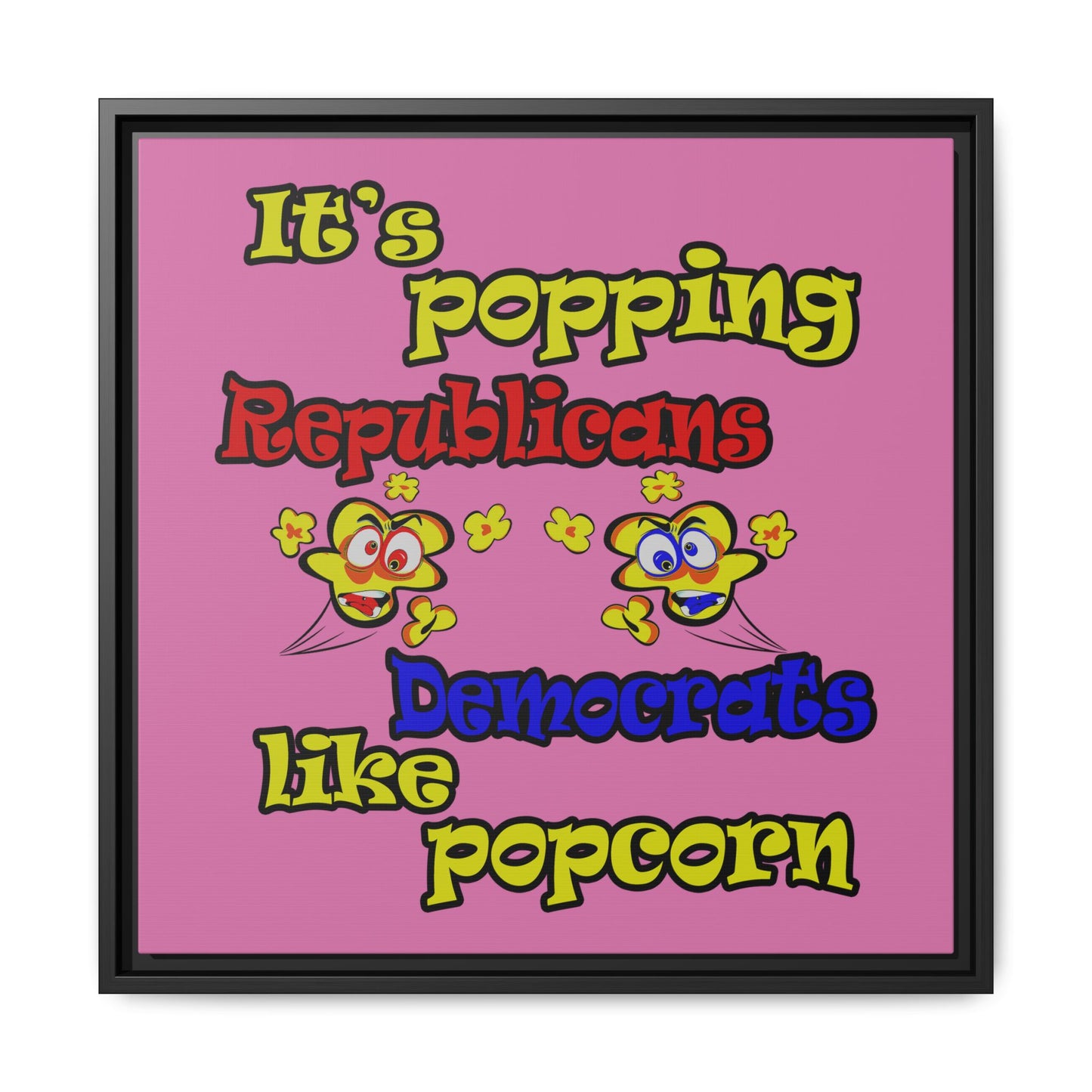 popping like popcorn - framed canvas art (light pink)