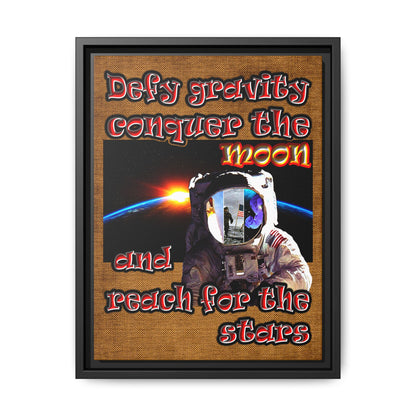 defy conquer reach - framed canvas art (brown papyrus)