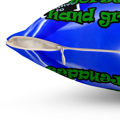 my luck - Spun Polyester Square Pillow - (blue-white wave)