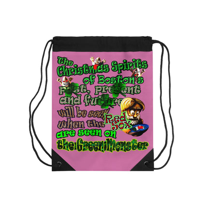 christmas spirits of boston - Drawstring Bag (light pink)