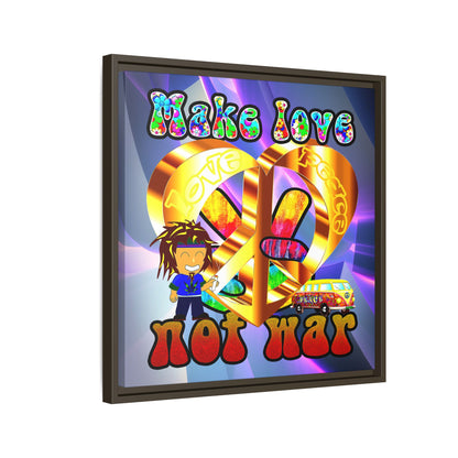 love peace - framed canvas art (grey-pink wave)