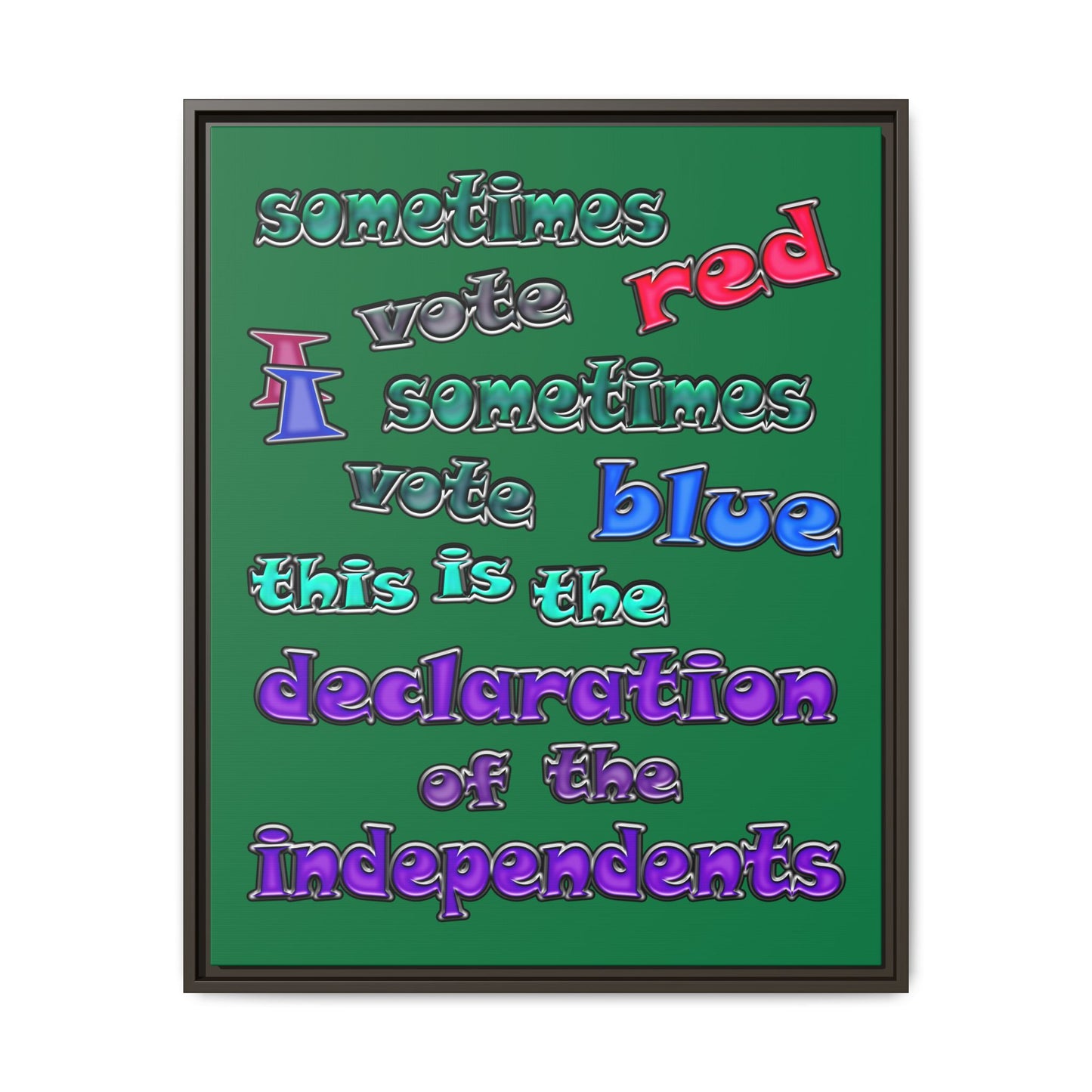 declaration of the independents - framed canvas art (dark green)