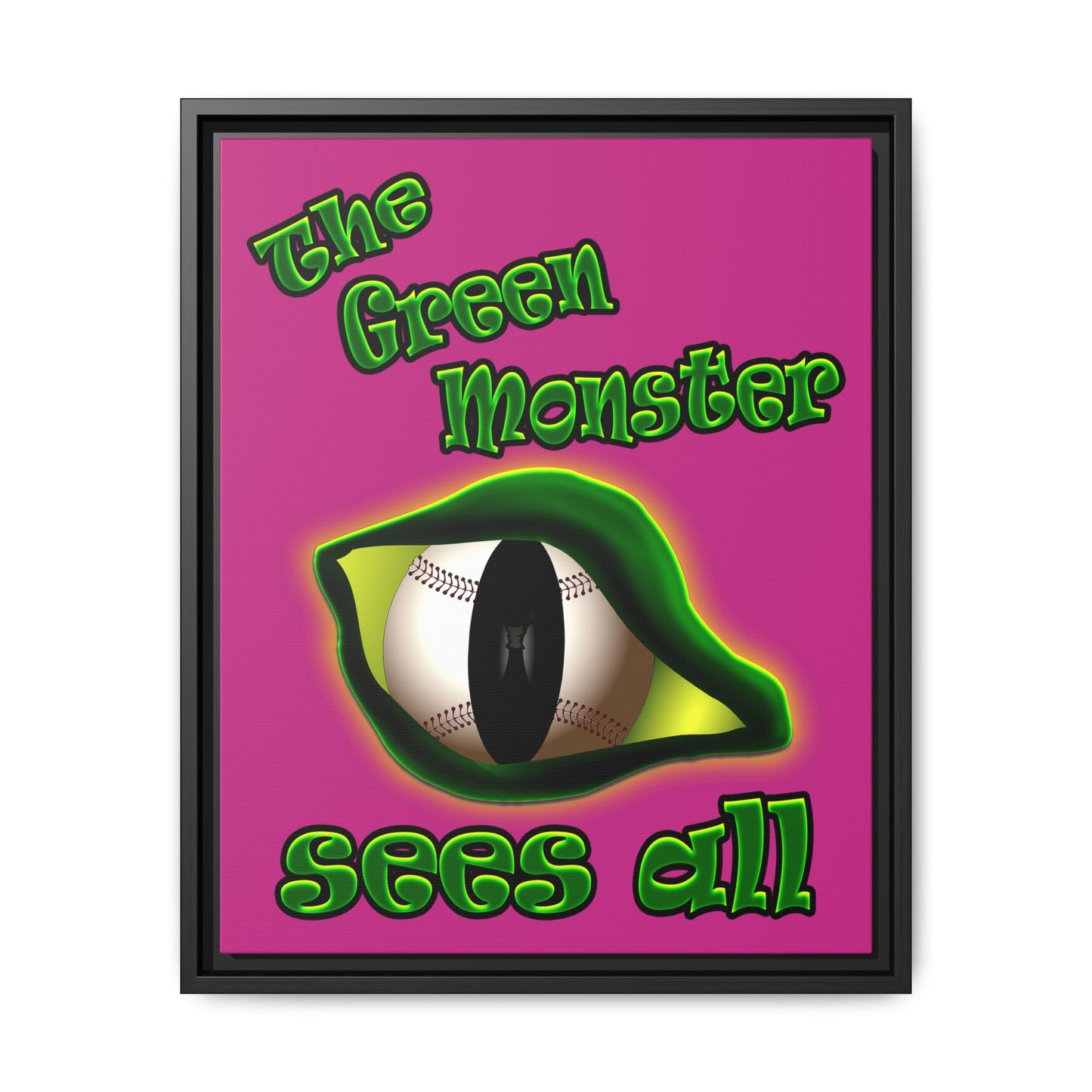 green monster - framed canvas art (pink)