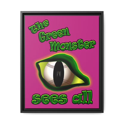 green monster - framed canvas art (pink)