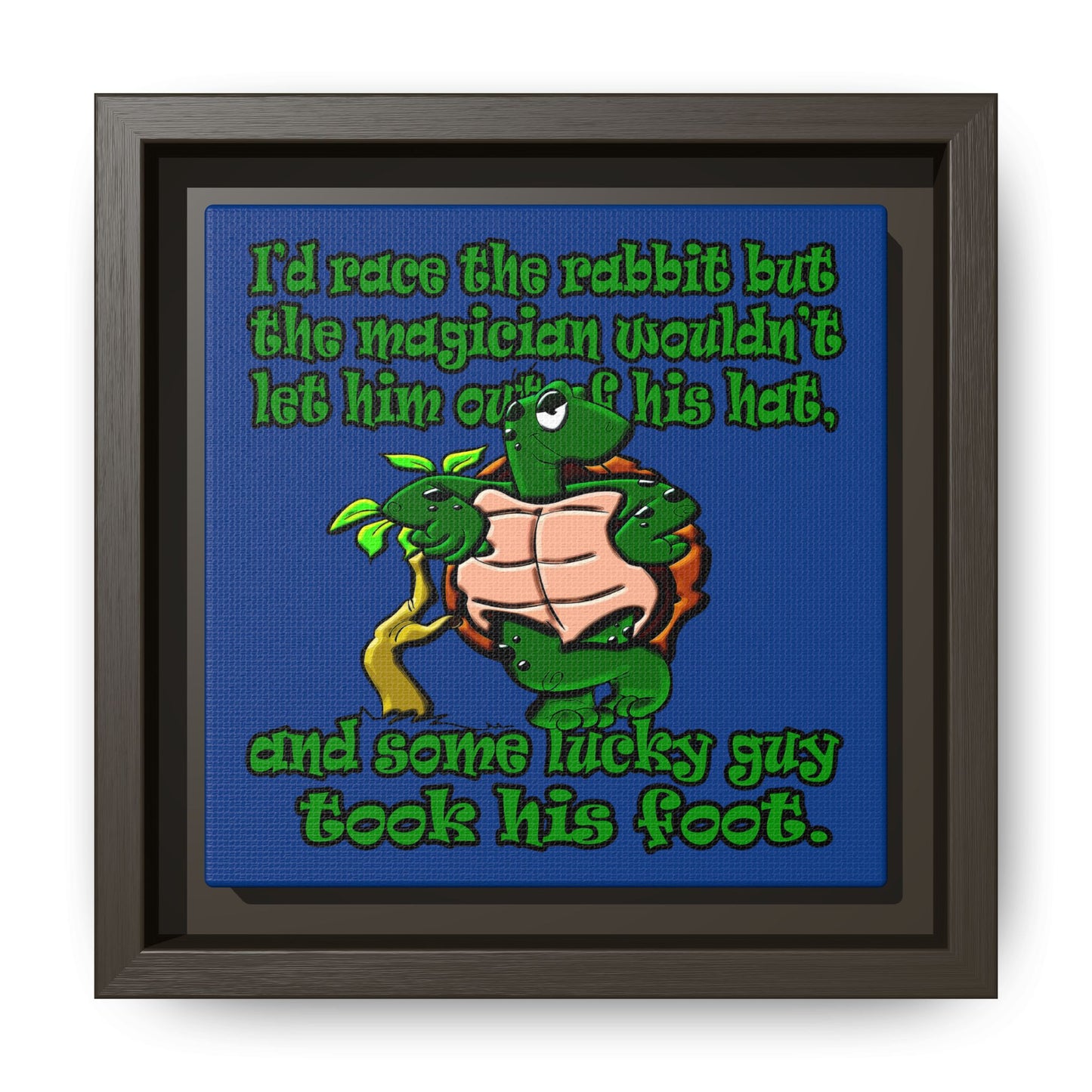 turtle race - framed canvas art (dark blue)
