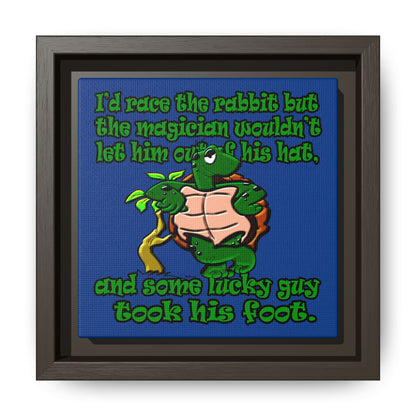 turtle race - framed canvas art (dark blue)