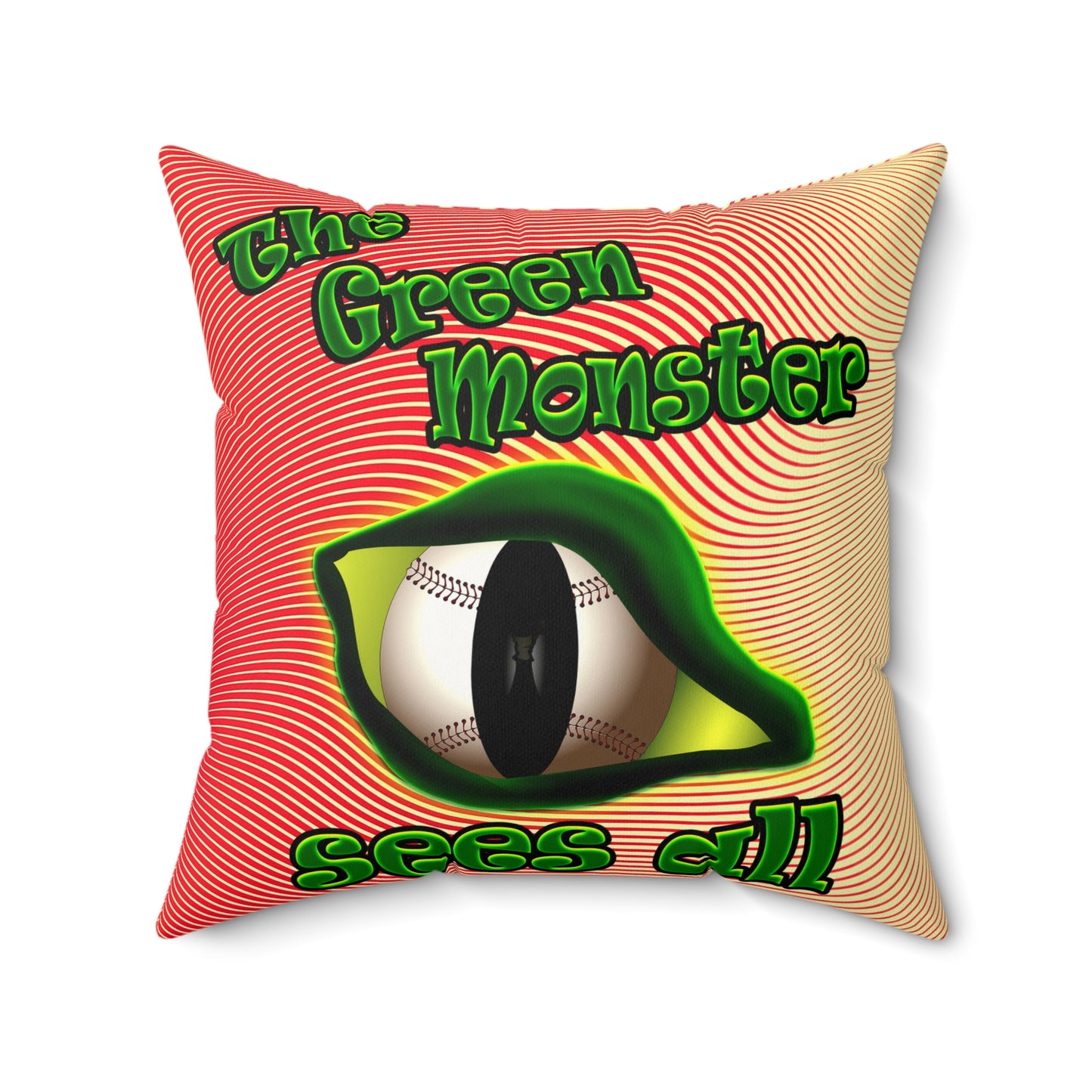 green monster - Faux Suede Square Pillow - (yellow-orange wave)