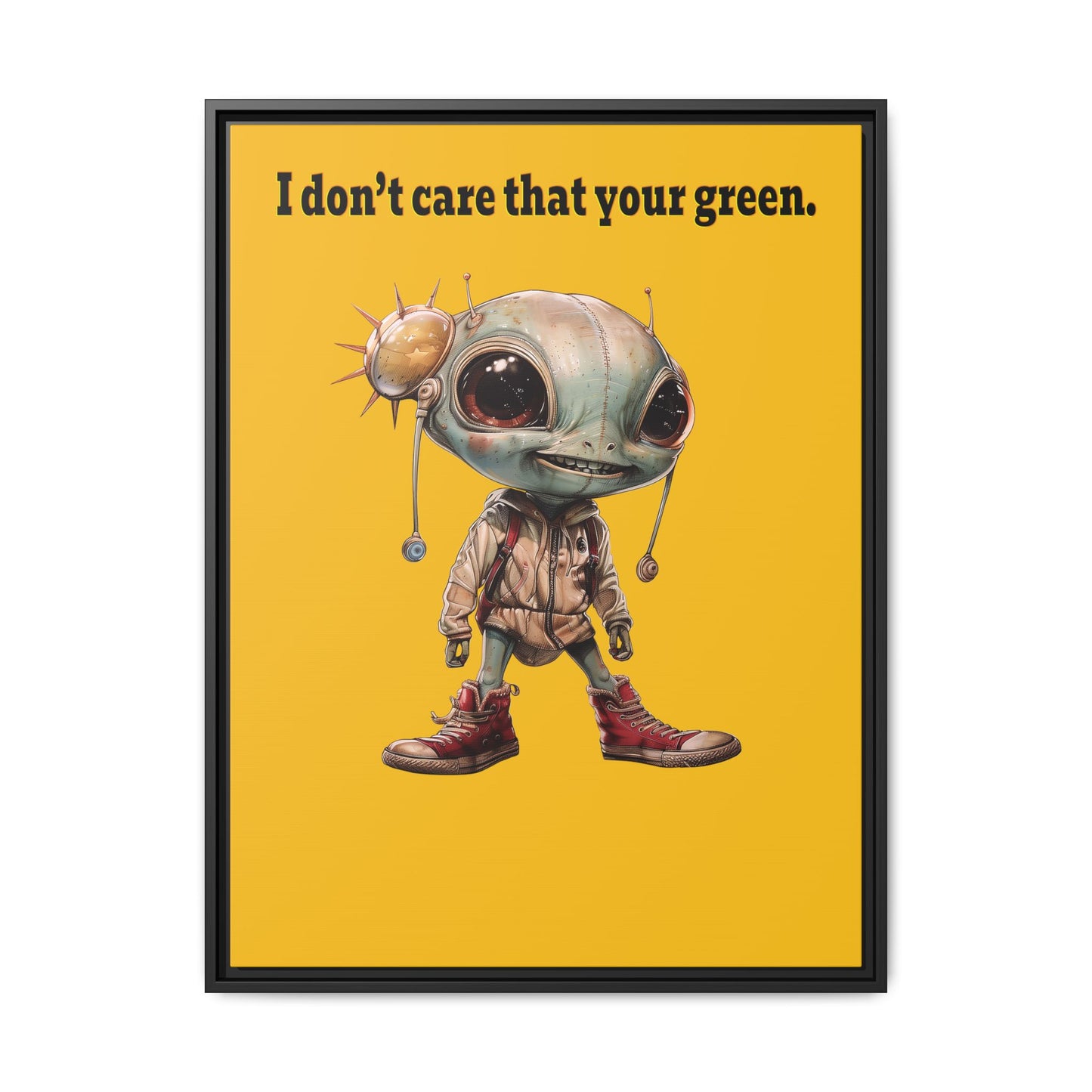 I don't care that your green - framed canvas art (yellow)