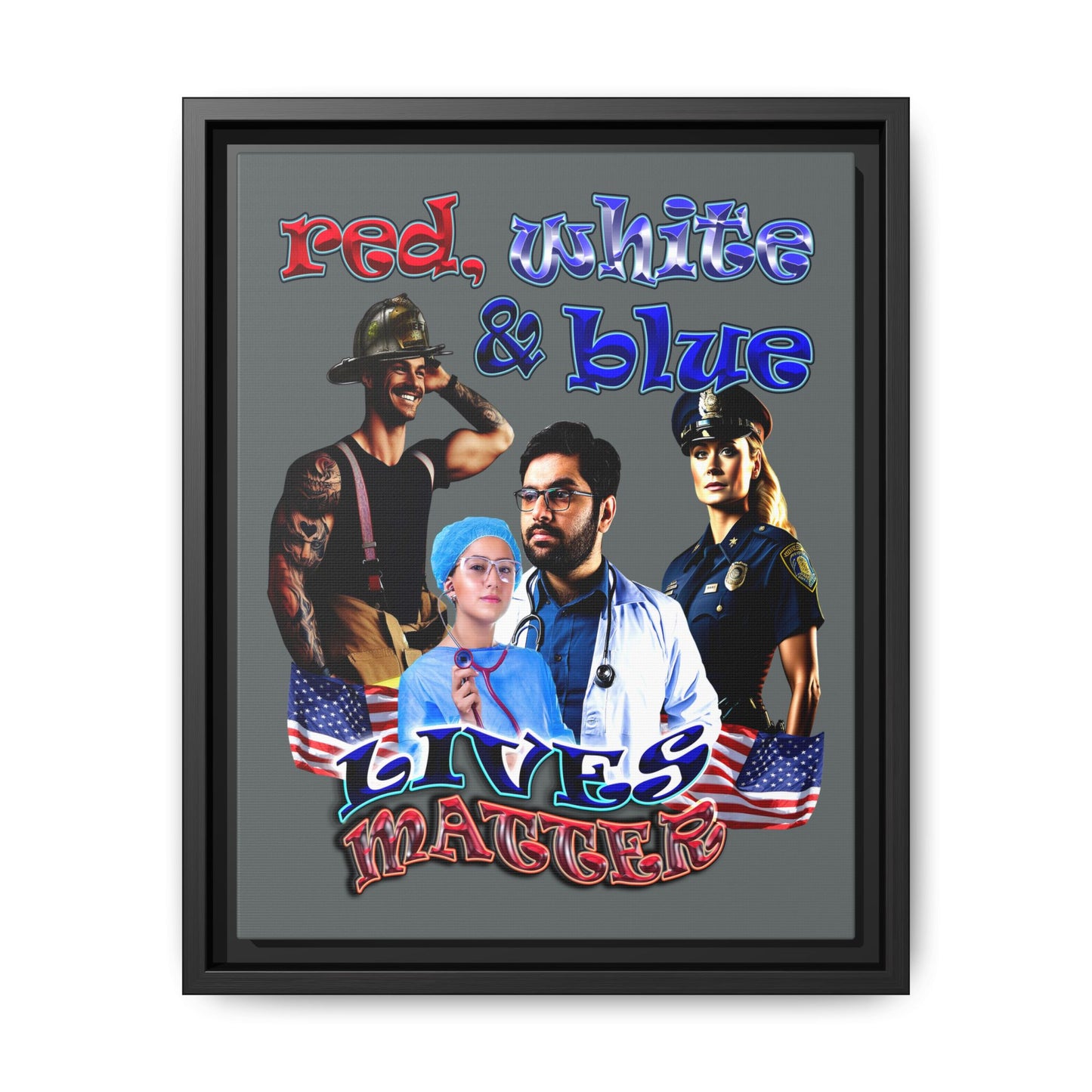 rw&b lives matter - framed canvas art (dark grey)