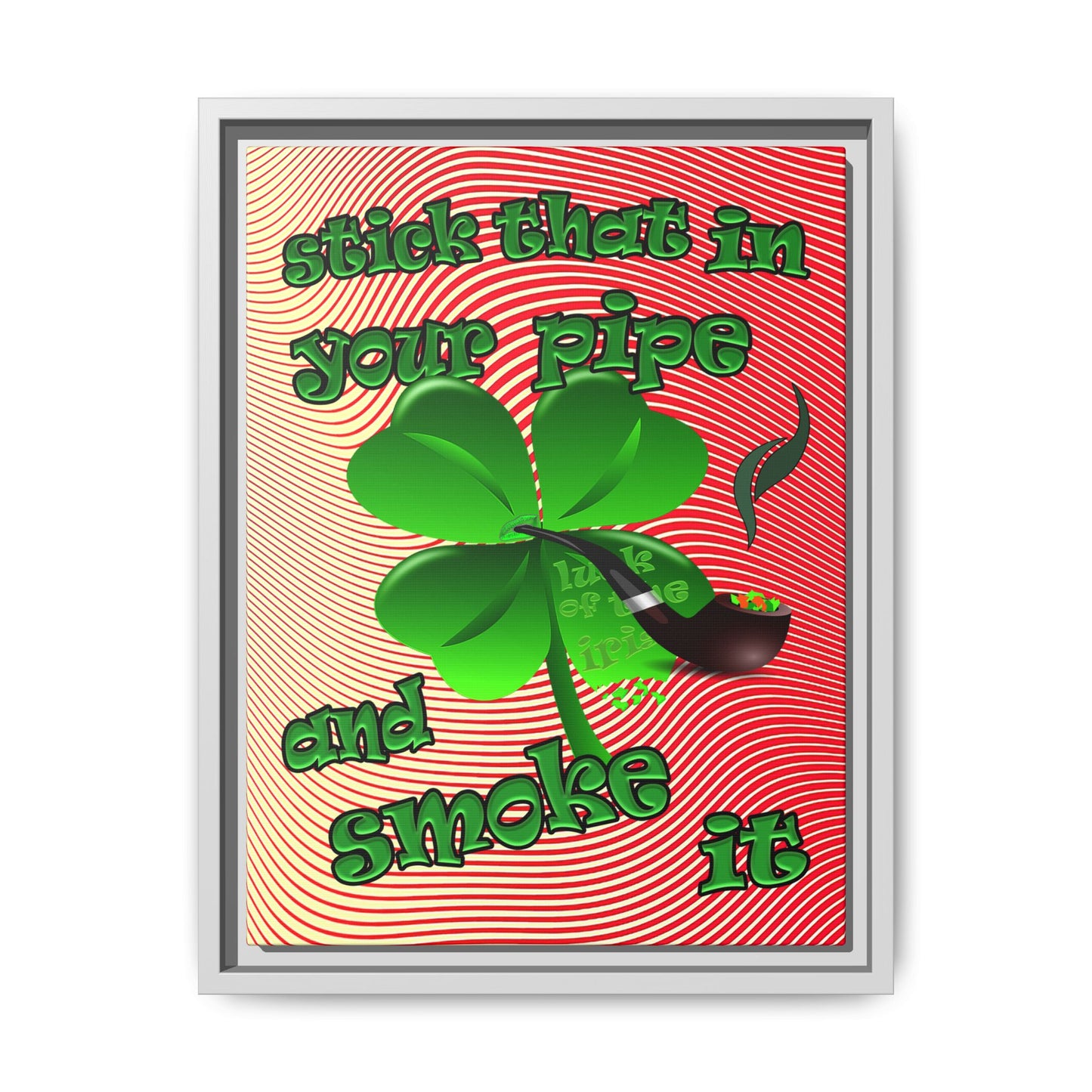 stick that in your pipe and smoke it - framed canvas art (yellow-orange wave)