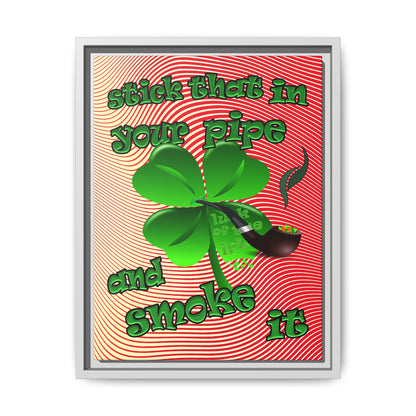 stick that in your pipe and smoke it - framed canvas art (yellow-orange wave)