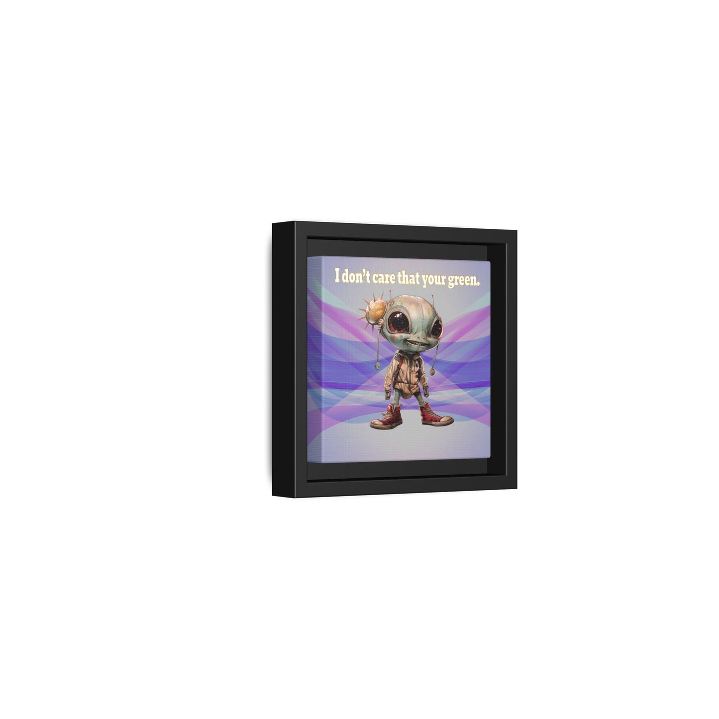 I don't care that your green - framed canvas art (light blue-pink wave)