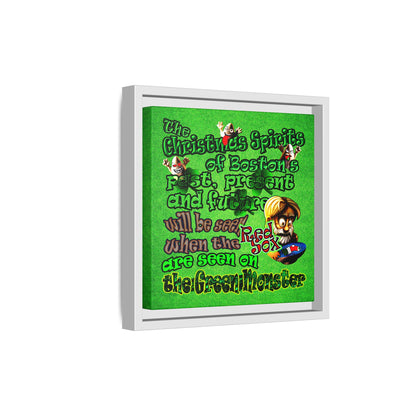 christmas spirits of boston - framed canvas art (green turf)