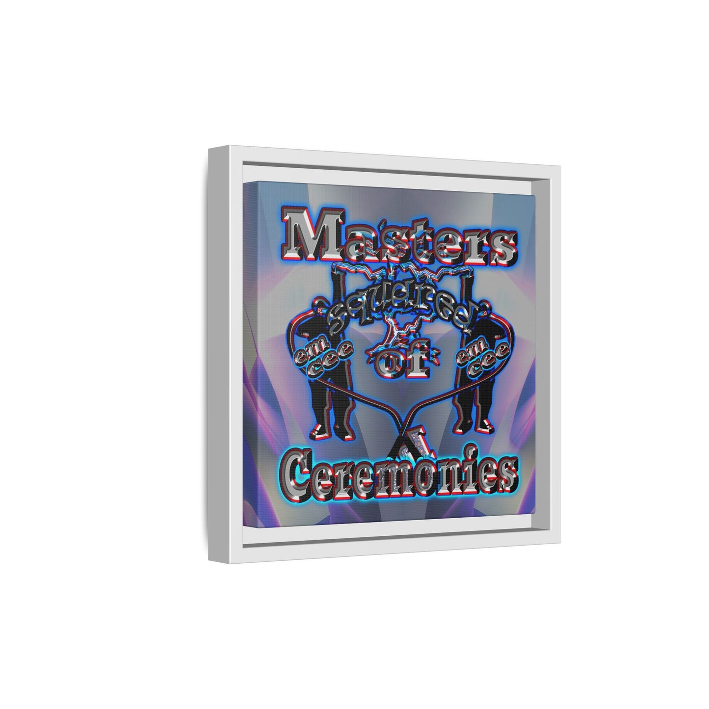 em cee squared - framed canvas art (grey-pink wave)