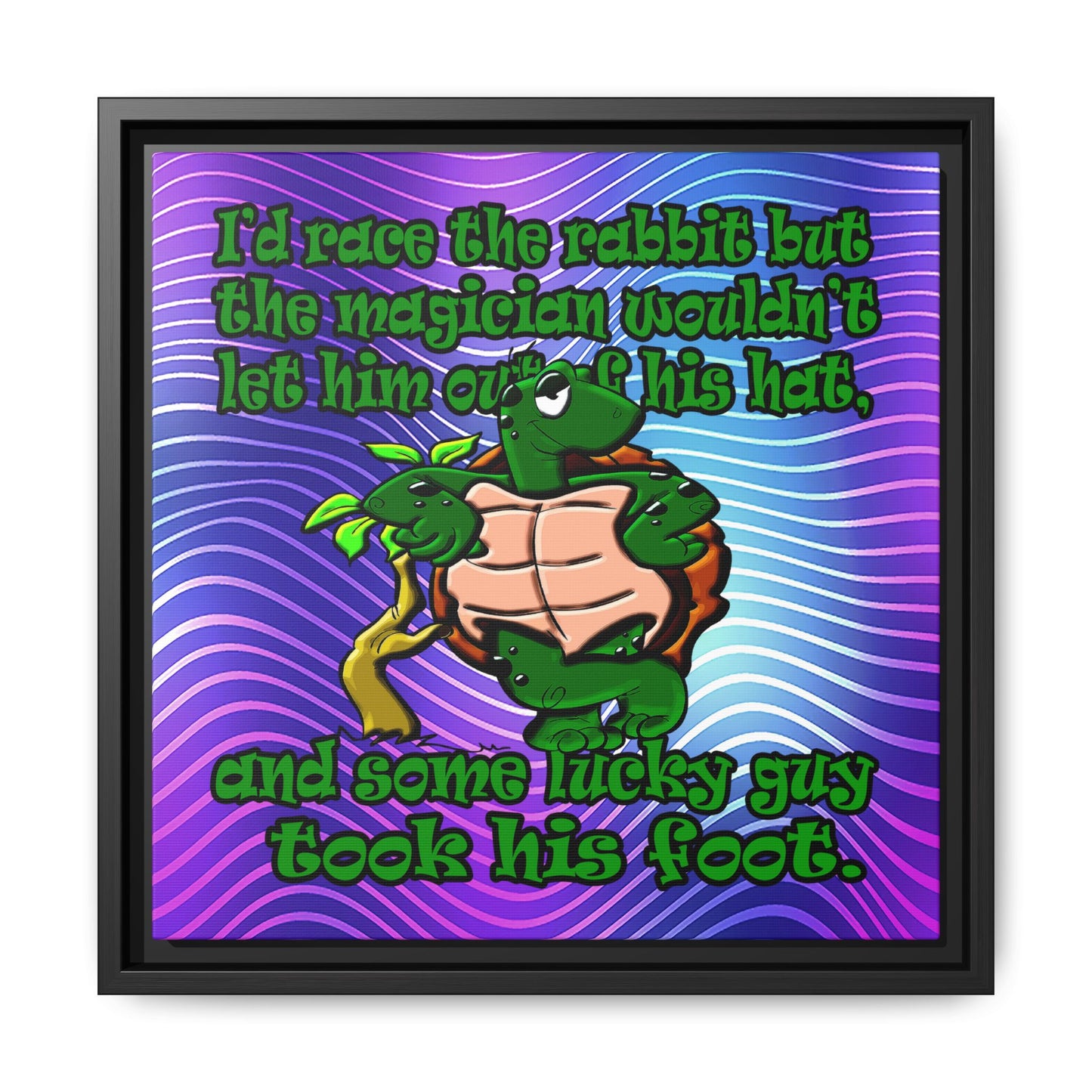 turtle race - framed canvas art (purple wave)