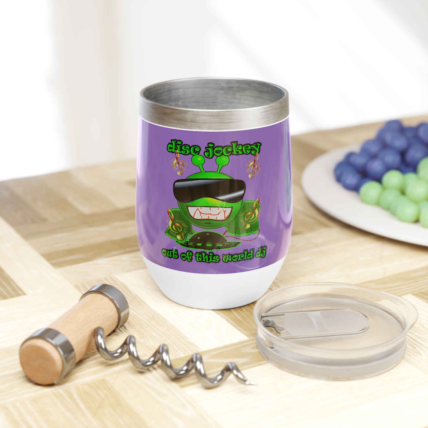 disc jockey - Chill Wine Tumbler (light purple)